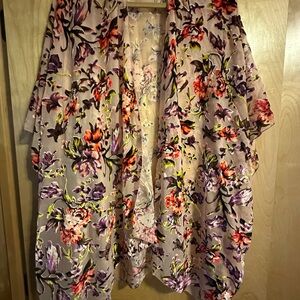 Simply Noelle Floral Sheer Kimono in Pink and Purple